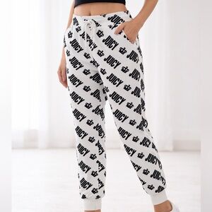 Juicy Couture Velour Crown  Logo  White  Pants, Women's Size Medium NWT